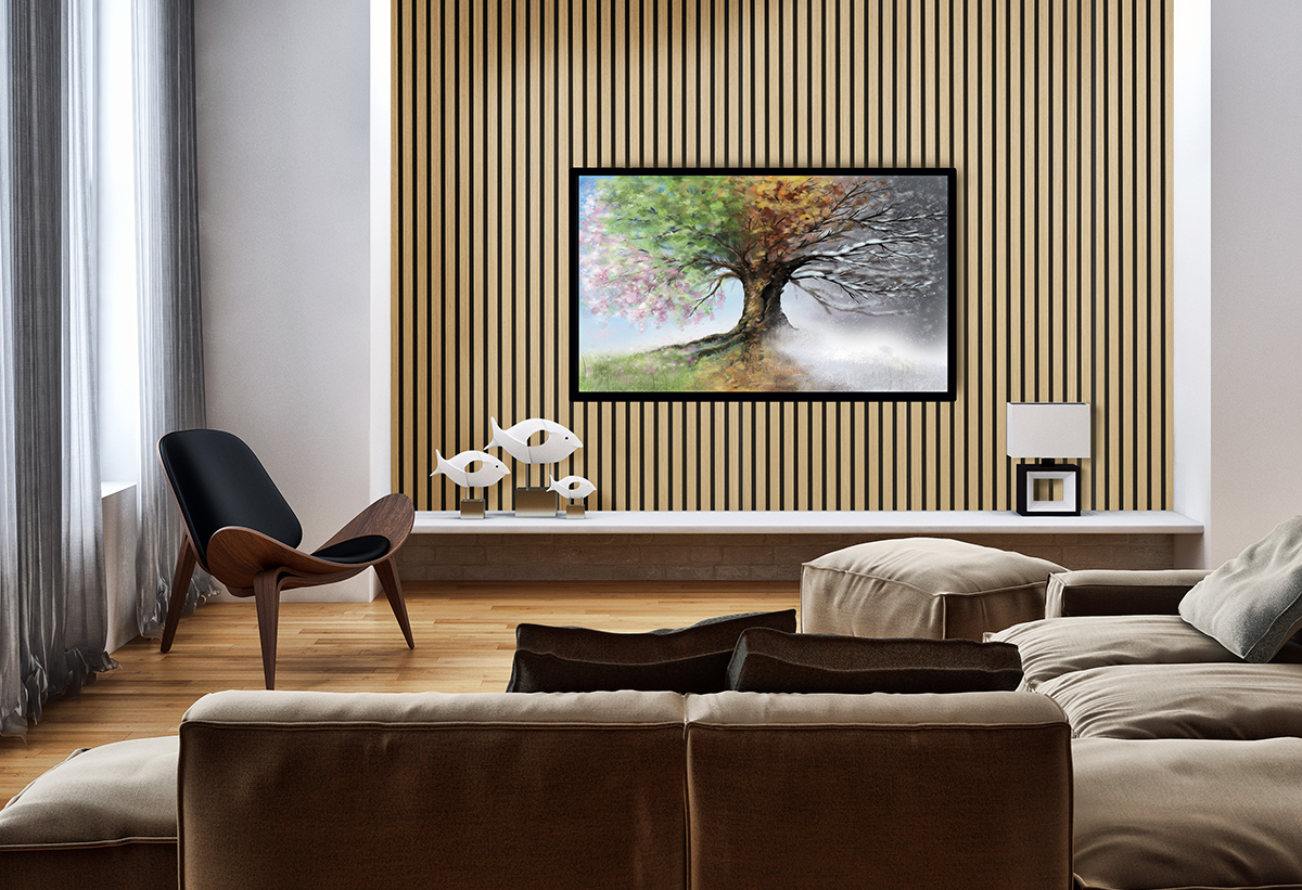 Απεικονίζεται εγκατεστημένο πάνελ στο καθιστικό.